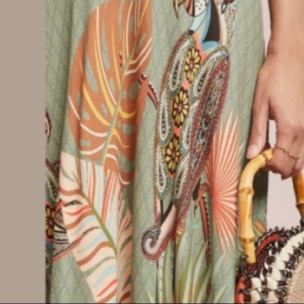 🌴Anthropologie Farm Rio Toucan Maxi Dress L - Picture 6 of 11